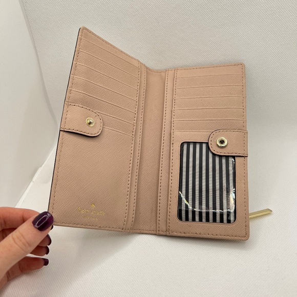 Kate Spade Wallet Pink and White with Gold Accents - Picture 3 of 11